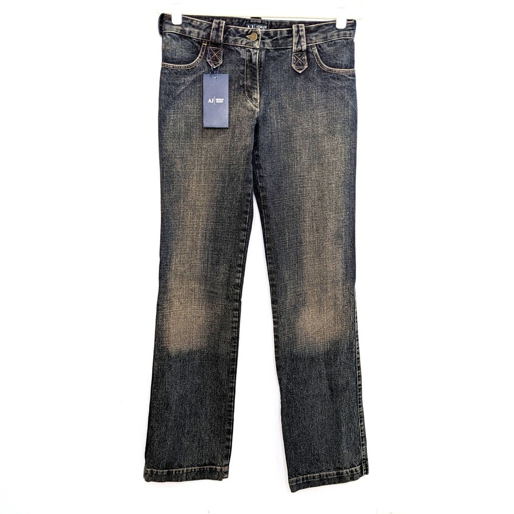 New Armani Jeans Womens 8 Straight Leg Indigo 003 Series Dark Wash Tall